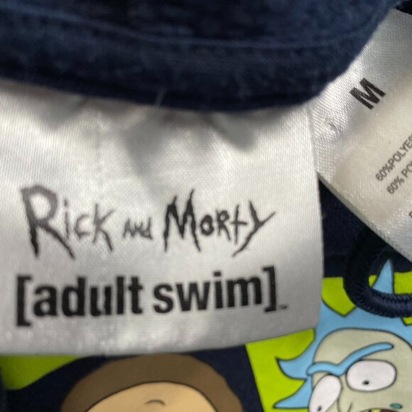 Rick and Morty Mens Hoodie Medium Adult Swim Dark Navy - Picture 6 of 7